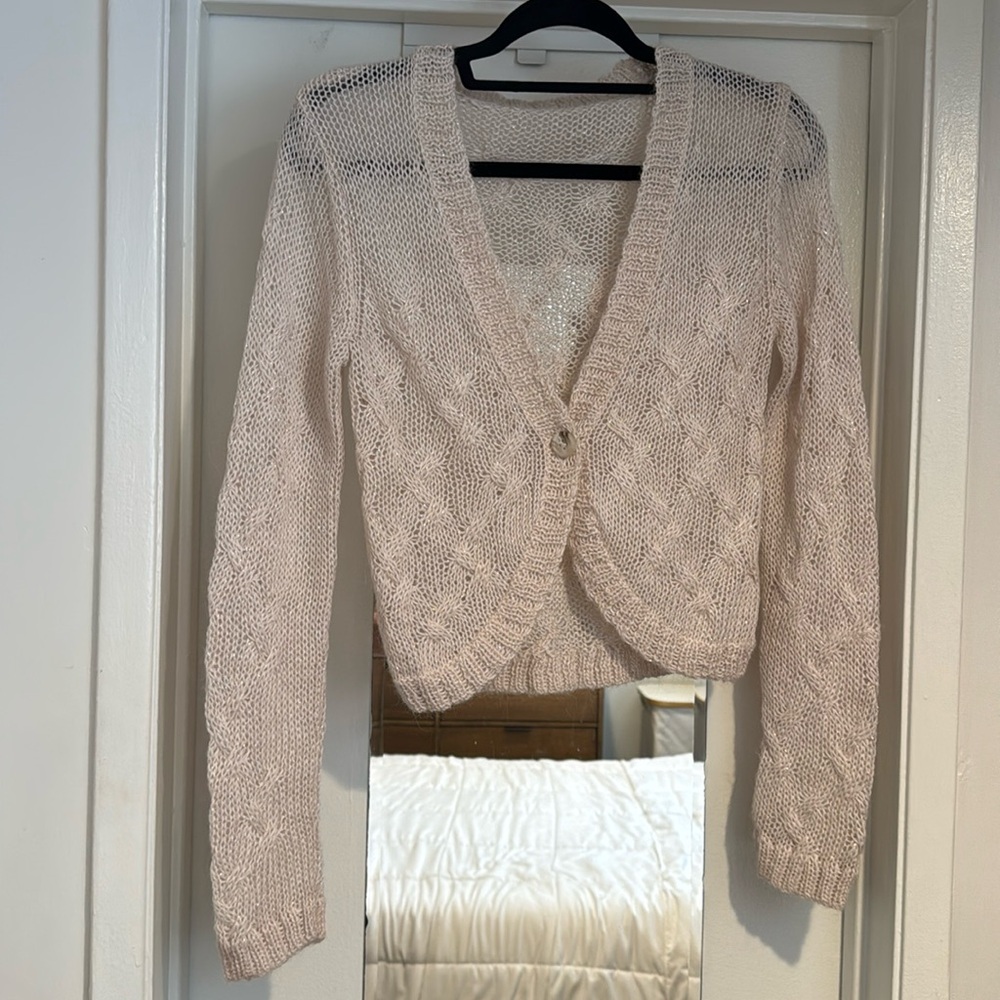 Long Sleeve Cream Knit Cartigan